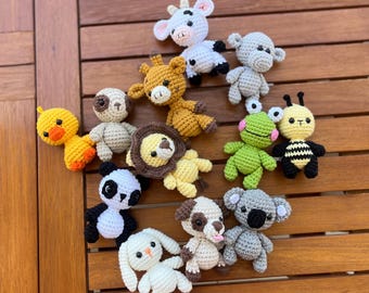 Mini Animal Keychain - Handmade Cotton Amigurumi Charm - Gift for Kids