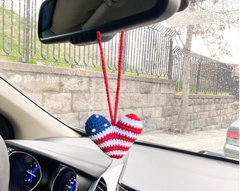 USA Flag Mirror Hanging Car Accessories, 4th of July Usa Patriotic, Independence Day Gifts