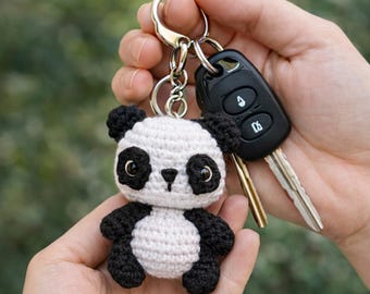 Panda Keychain - Handmade Panda Keyring - Tiny Animal Bag Charm Gift