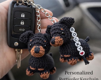Rottweiler Keychain - Personalized Dog Memorial - Rottweiler Owner Gift