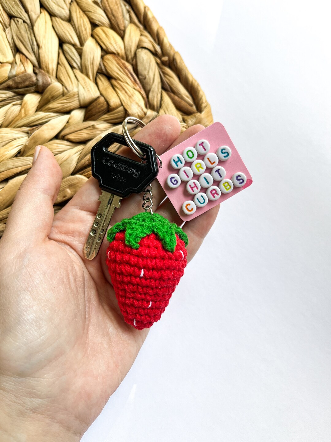 Test Card Keychain Hot Girls Hit Curbs Keychain, Cute Strawberry Keychain, Passed Driving ...