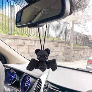 Cute Bat Car Accessories for Halloween, Rearview Mirror Hanging Car Ornament, Handmade Gift for Man