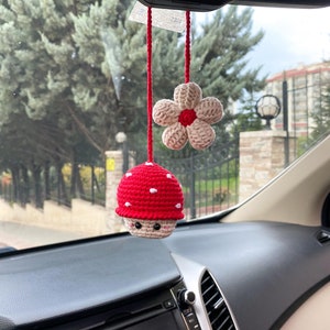 Mushroom Car Mirror Decor, Cute Car Hanging Charm, Mushroom Accessories for Women, Unique Gift for Girlfriend