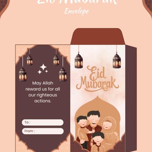Eid enveloped, Eid  Money Envelope Printable A4, set of 5 Money Envelope, customized envelope, Eid digital envelope, Eide Holder envelope
