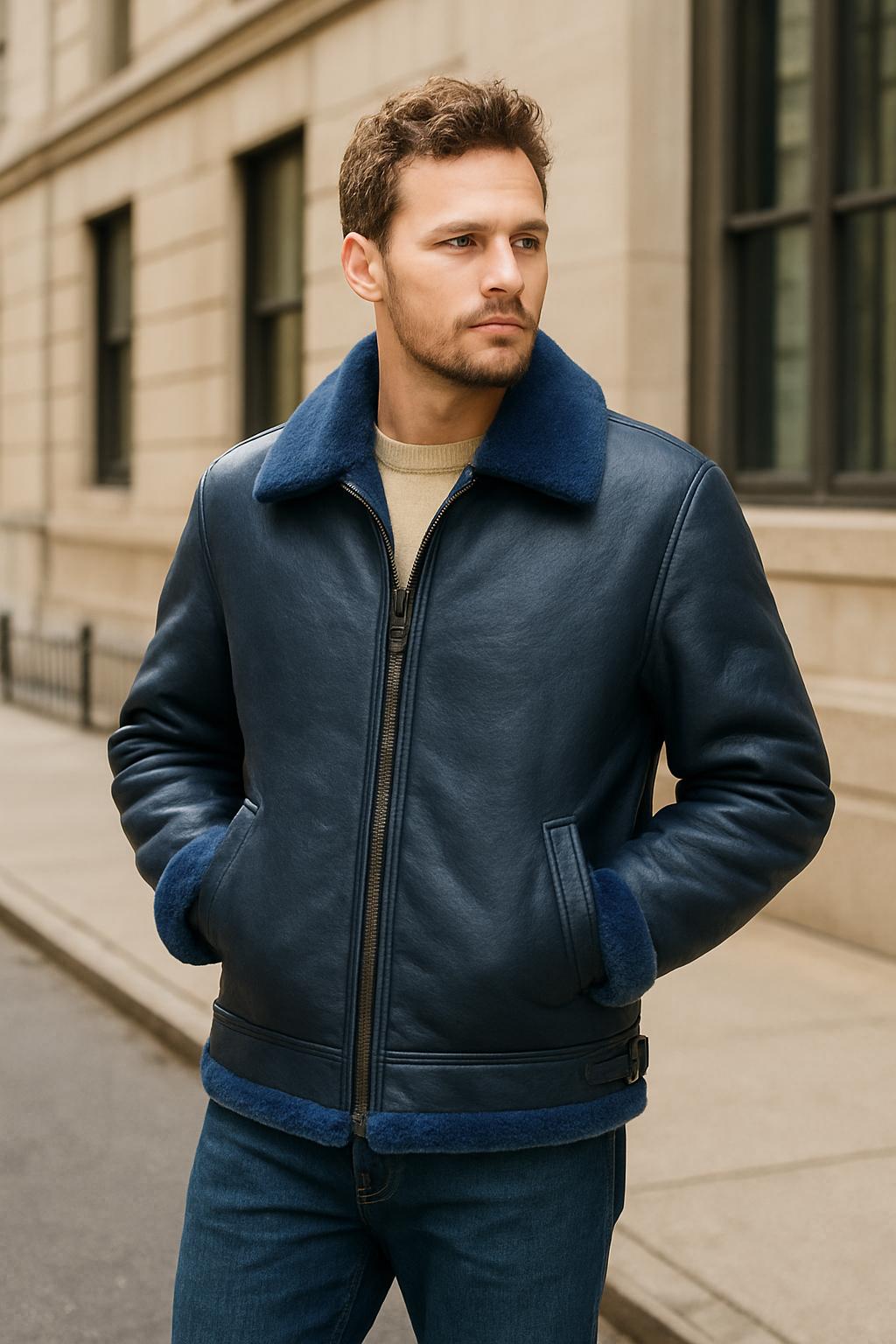 ジャケット・アウター andmary Nicole fur belt jacket navy Navy Blue Faux Fur Jacket - Etsy