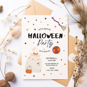 Trick or Treat invitation, Halloween Party invited, Kids Halloween invitation, Ghost invitation, Costume Party Invitation, Halloween