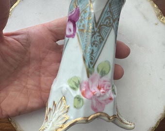 Antique Victorian Nippon Hatpin Holder Hand Painted Roses  display picture 3