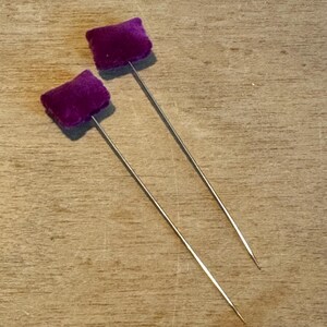 Hatpins Vintage Magenta Set Pair Velvet