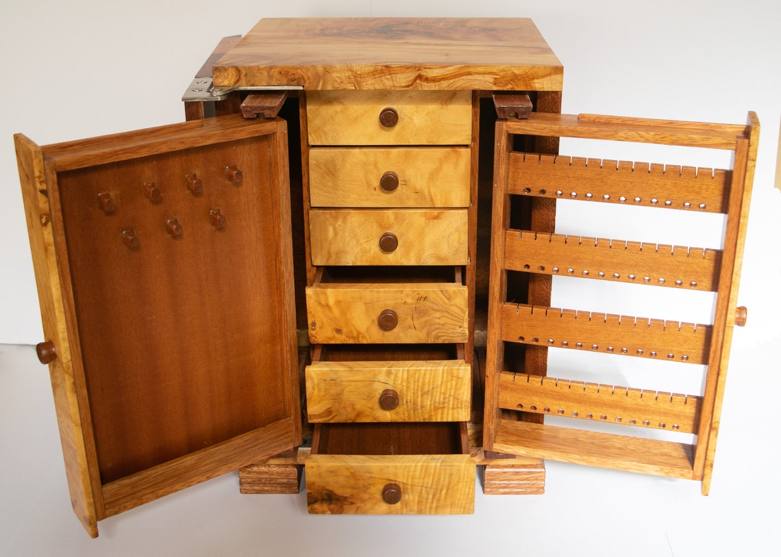 Tabletop Jewelry With Marquetry, Armoire, Jewelry Organizer