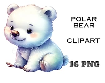 Chibi stijl ijsbeer clipart 16 PNG bundel, winter clipart Beer clipart artic ijsberen, Bear clipart, kinderkamer muur kunst PNG
