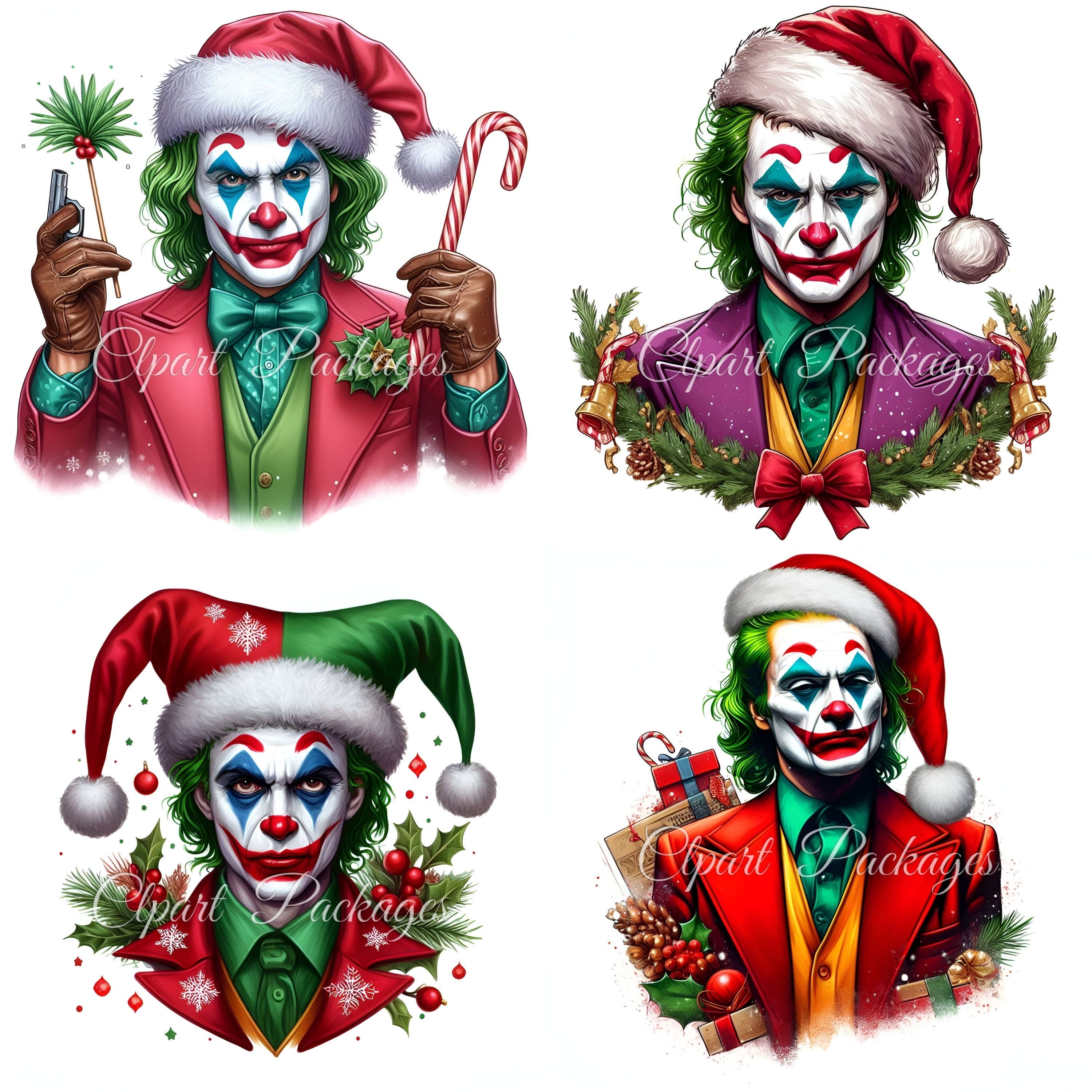 Christmas Joker Clipart 8 PNG Digital Images for for Holiday