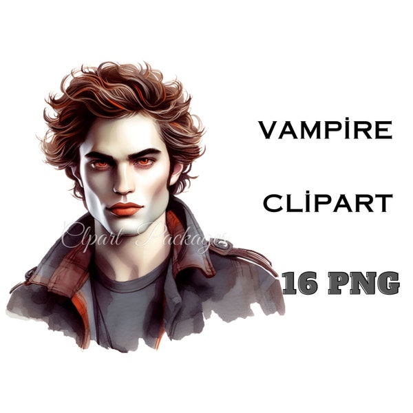 Vampire SVG PNG Collection | Watercolor Twilight Clipart | Instant Download | 16 High Quality PNG | Vampire Clipart