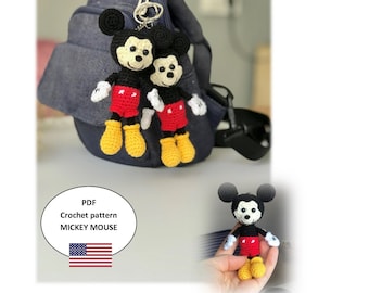 Mickey Mouse Crochet Pattern, Mickey Keychain Pattern, Amigurumi Mickey Mouse, Cartoon Crochet Pattern, PDF Download Crochet