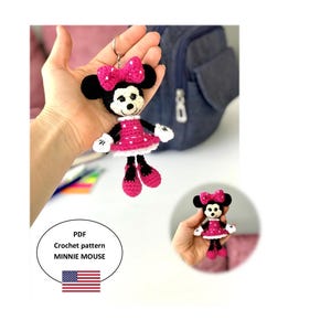 Minnie Mouse Crochet Pattern, Minnie Keychain Pattern, Amigurumi Minnie Mouse, Cartoon Crochet Pattern, PDF Download Crochet