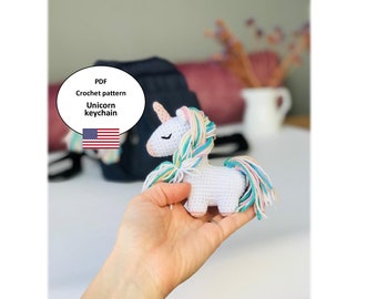 Unicorn Crochet Pattern, Unicorn Crochet Keychain Animal, Easy Crochet Pattern, PDF Pattern, Amigurumi Pattern, Gift for Girl