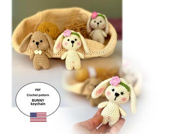 Easter Bunny Crochet Pattern, Bunny Crochet Keychain, Easy Crochet Pattern, PDF Pattern, Amigurumi Bunny Rabbit