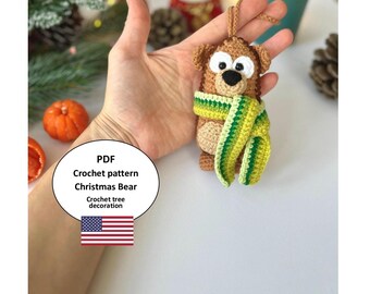 Weihnachtshäkelanleitung Bär, Weihnachtsengel Ornament häkeln, Weihnachtsbaumschmuck, PDF Häkelanleitung
