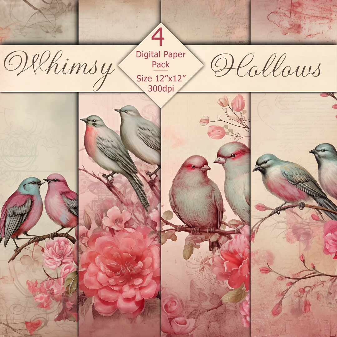 12"x12" HD DIGITAL Printable Shabby Chic Birds Four (4) Image Pack - Etsy