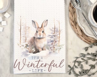 Winterful Life, Soft Tea Towel, Winter Bunny, Nature, Christmas, Wonderful Life, Christmas Bunny, Rabbit, Snow Bunny