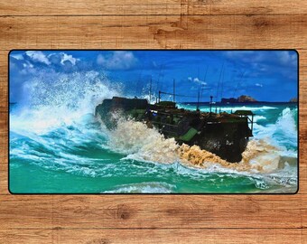 Surfs Up, Desk Mats, USMC, Mouse Pad, Marine, ACV, Tracks, Amtrac, YATYAS, Oorah