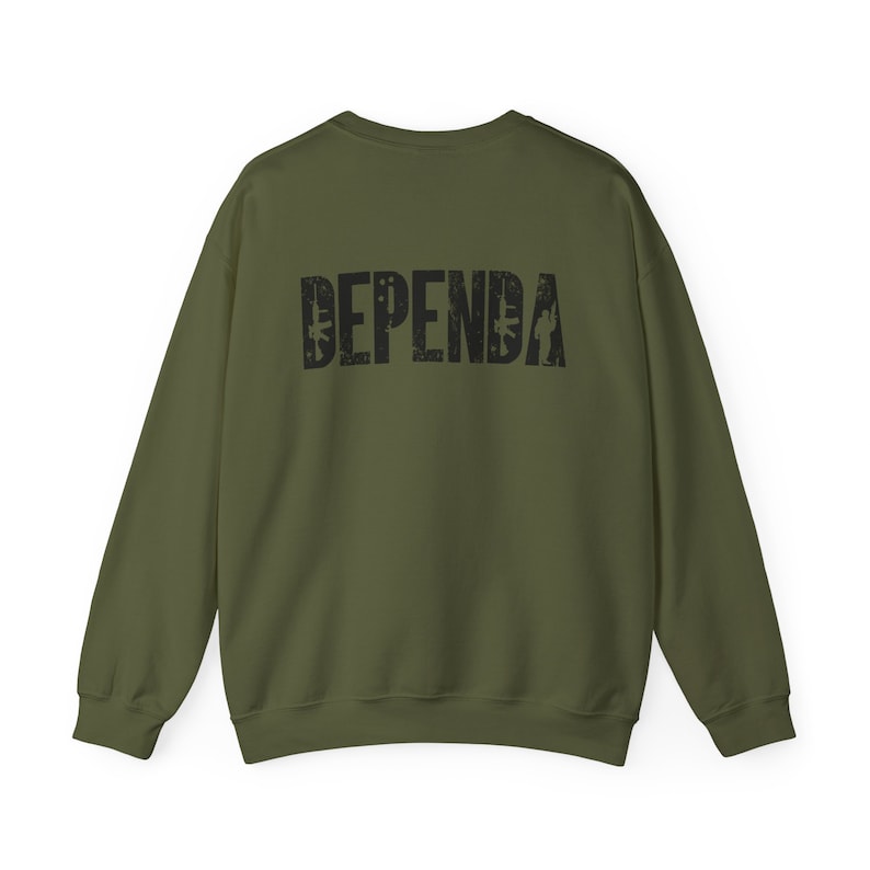 Dependa Crewneck, Funny Military Spouse Sweatshirt, Humorous Military Wife Gift, Military Font Unisex Pullover, Wife, Husband, Spouse shirt image 2