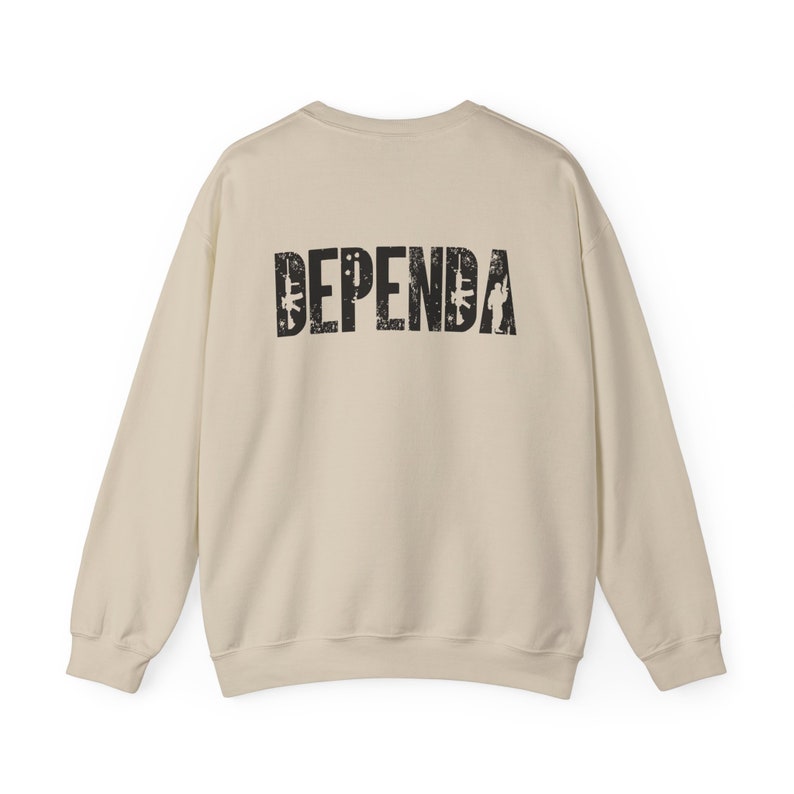 Dependa Crewneck, Funny Military Spouse Sweatshirt, Humorous Military Wife Gift, Military Font Unisex Pullover, Wife, Husband, Spouse shirt image 4