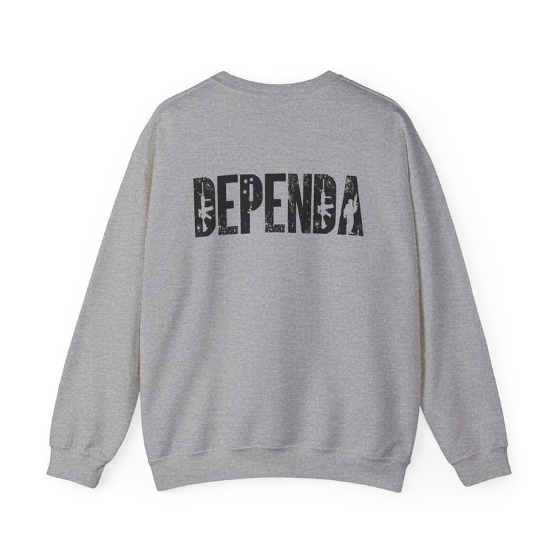 Dependa Crewneck, Funny Military Spouse Sweatshirt, Humorous Military Wife Gift, Military Font Unisex Pullover, Wife, Husband, Spouse shirt image 6