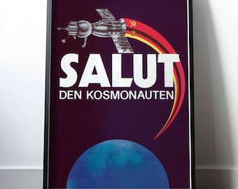 Historical GDR poster (A4 | A3 | A2 | A1) • SALUTE to the cosmonauts