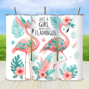Pink Flamingo Tumbler Wrap PNG, 20 Unzen Skinny Tumbler Sublimationsdesign für Flamingo Liebhaber Geschenk, digital Download