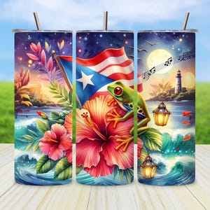 Puerto Rico Tumbler Wrap PNG, Boricua Flag 20oz Skinny Sublimation Design, Soy Boricua Digital Download, Puerto Rico Pride PNG