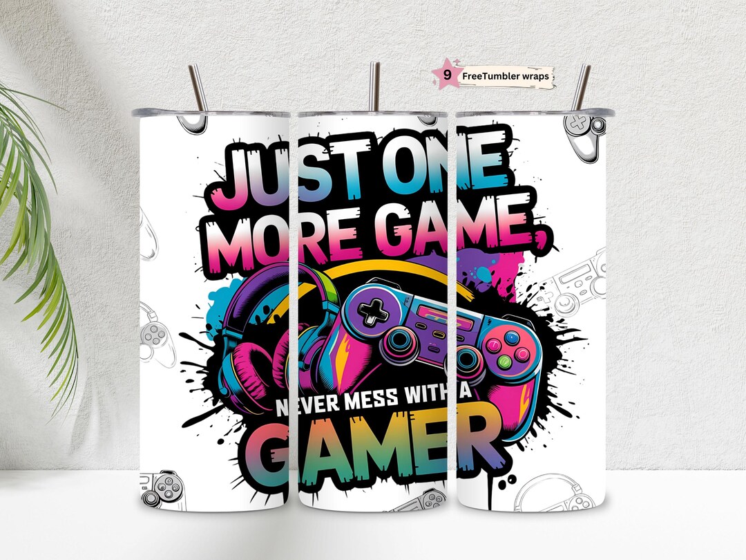Watercolor Gamer Tumbler Wrap PNG, 20 Oz Skinny Seamless Sublimation ...