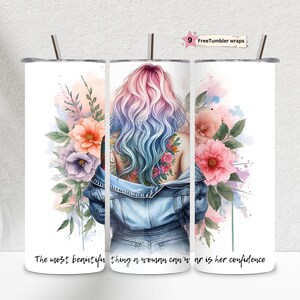 Badass daily affirmations self love 20oz tumbler wrap, Sublimation design templates, straight png Digital download. Girl tumbler