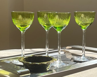 Verres à vin en cristal de Nancy Baccarat - Lot de 2 Couleur olive