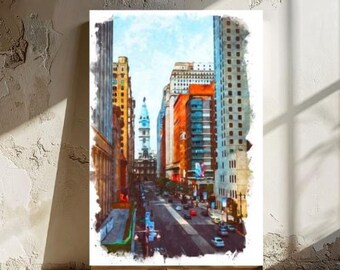 Philadelphia Skyline Wall Art Print, Philly Cityscape Decor, Pennsylvania Wall Art, Modern Skyline Poster, Philadelphia Home Decor