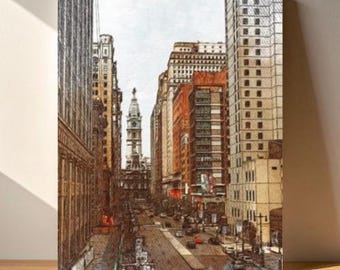 Colorful Philadelphia Skyline Illustration | Vibrant Philly City Art | Modern Urban Wall Decor | Contemporary Philadelphia Poster
