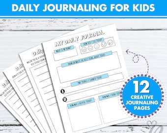 Creative Kids Daily Journal and Writing Prompts, Youth Journaling, Digital Journaling Pages, Creative Journaling and Coloring Worksheets