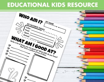 Who Am I Printable Worksheet: Kids&#39; Skills & Talents (Digital Download)