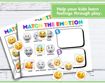 Emoji Feelings SEL Matching Worksheet, Social Emotional Learning for classrooms, Emotion Identification Tool, Preschool Feelings Activity