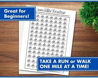 100 Mile Run Walk Challenge Tracker: Fitness Goal Chart (Digital Download)
