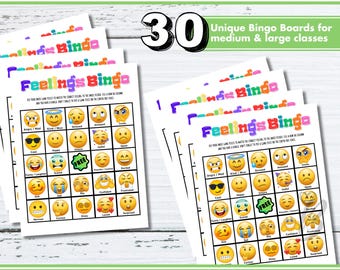 Feelings Bingo Classroom Game, Social Emotional Learning  Counselor Resource for Emotional Regulation, Mood and Emotions SEL Therapy Tool