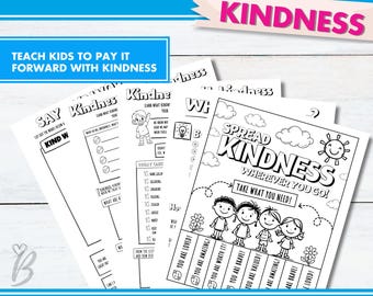 Kindness Journaling Bundle: Kids' Activities, Acts of Kindness Prompts (PDF Downloadable Worksheets)