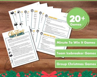 Christmas Team Games, Holiday Party Activities (Printable Worksheets)