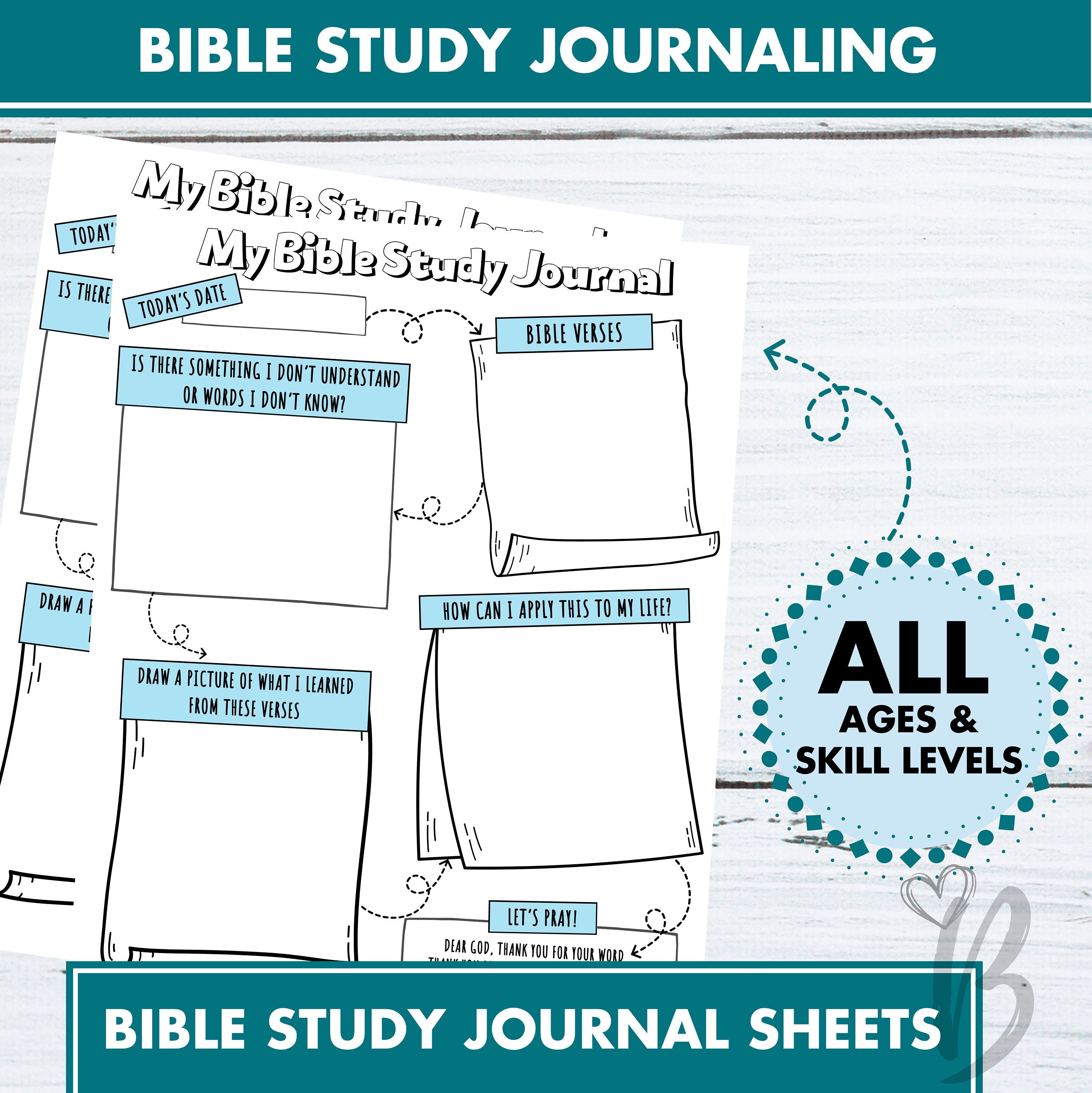 Bible Study Journal Worksheet, Kids Christian Faith Journal, Women ...