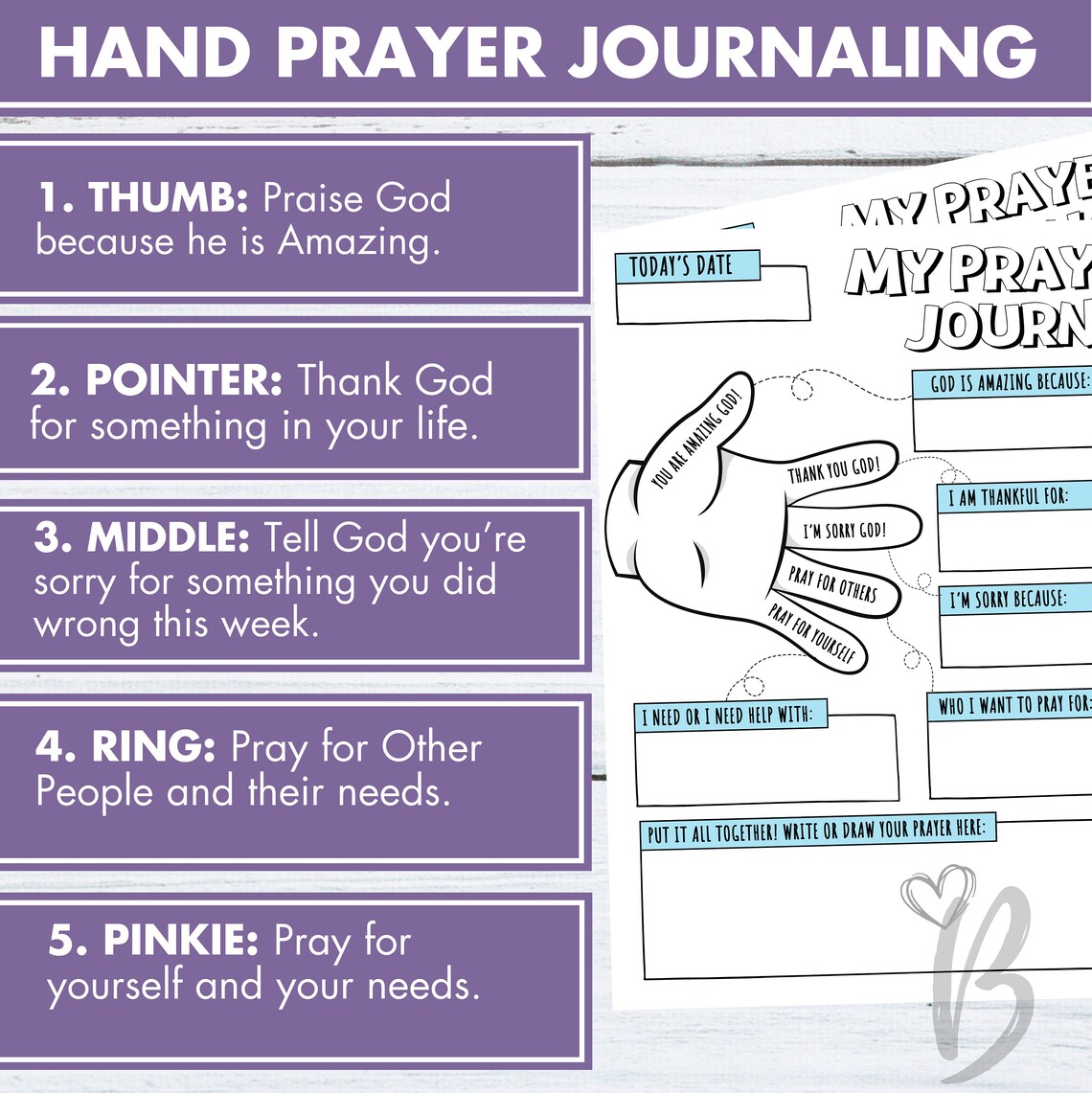 HAND Prayer Journal, Christian Coloring Sheets for Kids and Youth ...
