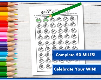 50 Mile Run Walk Challenge Tracker: Fitness Goal Chart (Digital Download)
