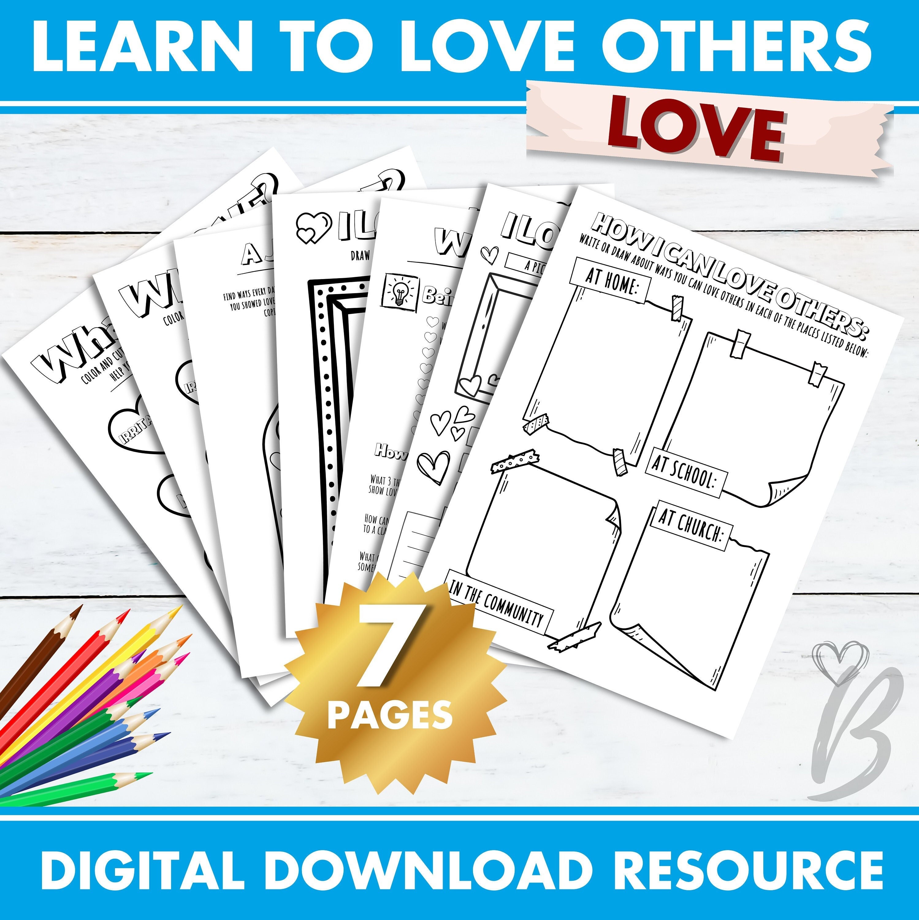 Love Others Kids Worksheets: Faith-Based Kindness Activities (PDF)