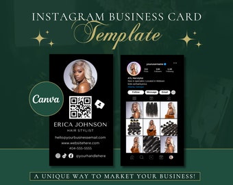 Instagram Business Card, IG Business Card, QR Code Business Card, Canva Business Card Template, Beauty Artist Hair Nails Business Card