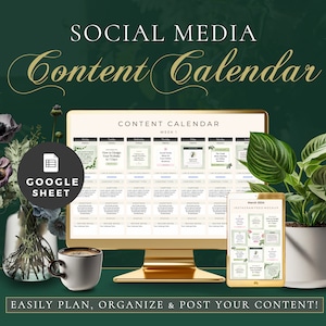 Google Sheets Social Media Content Calendar, Digital Content Planner Spreadsheet, Simple Social Media Planner Template, Monthly Content Plan