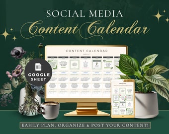 Google Sheets Social Media Content Calendar, Digital Content Planner Spreadsheet, Simple Social Media Planner Template, Monthly Content Plan