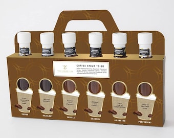 Gourmet Coffee Syrup Sampler: Vanilla, Caramel, Hazelnut - 6 x 75ml